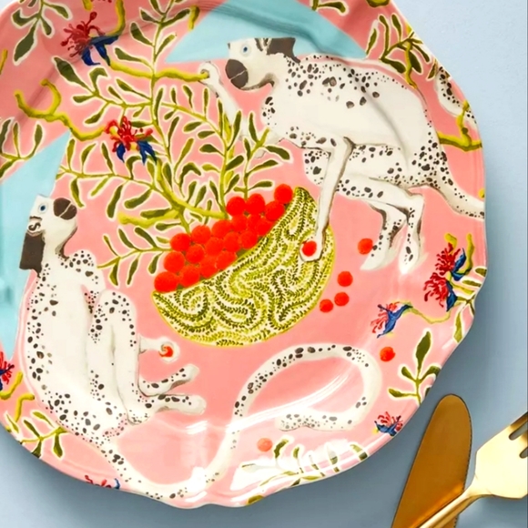 Anthropologie Other - ANTHROPOLOGIE Paige Gemmel Eastern Animals "Monkeys" Dessert Plate NEW Stoneware